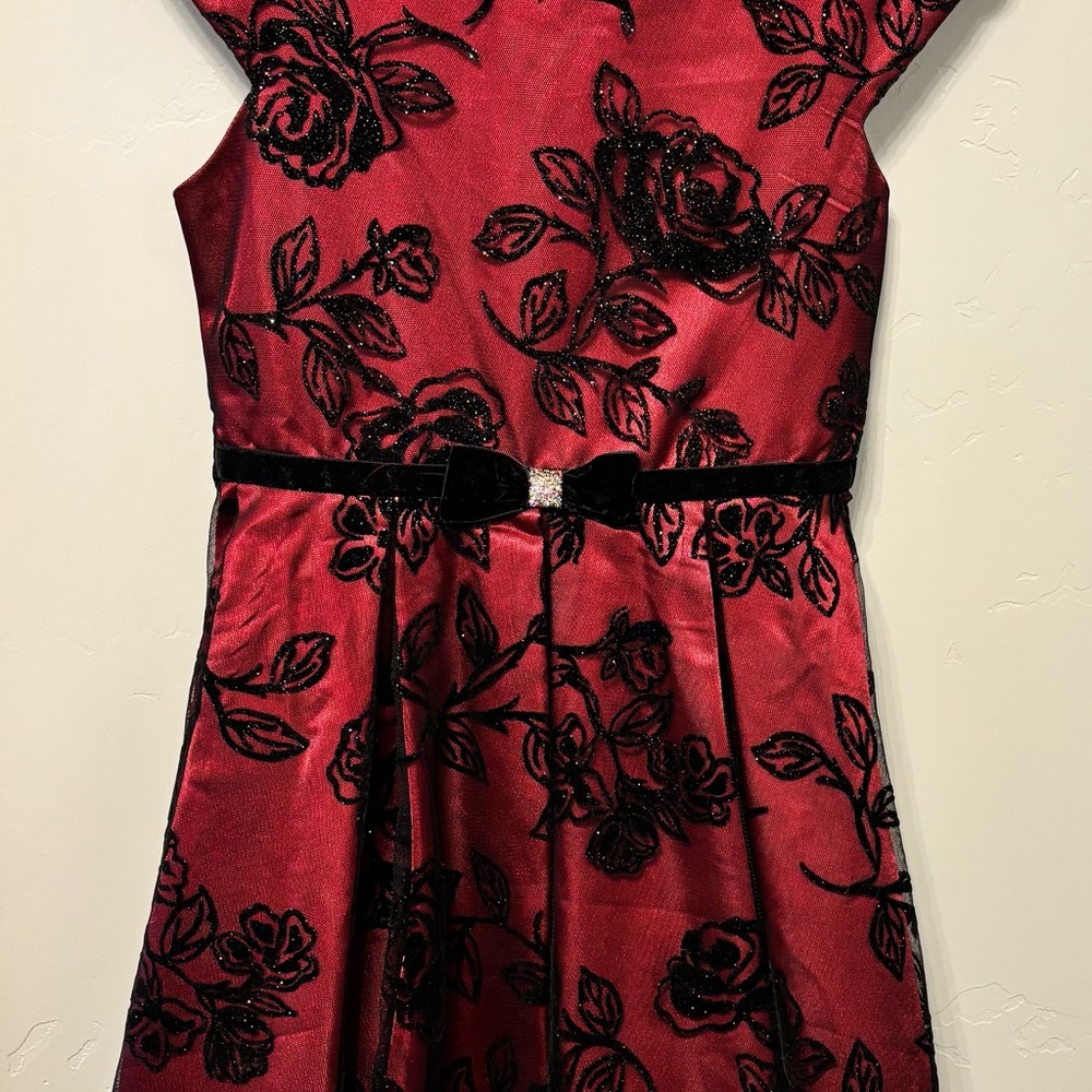 Elegant Red Floral Kids Dress